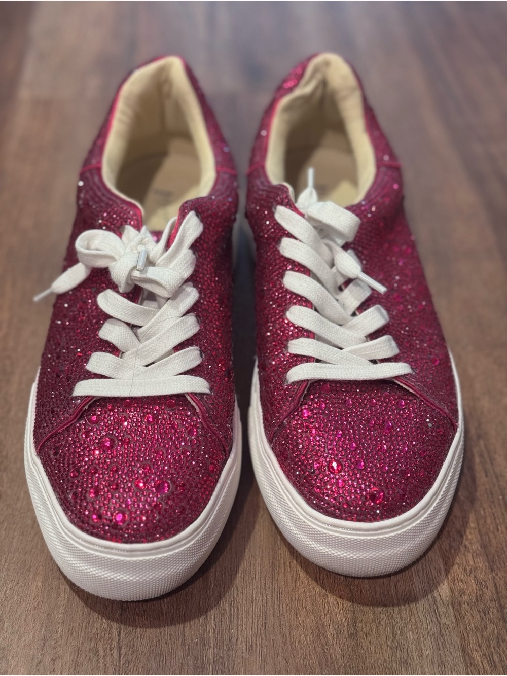 Betsey Johnson Pink Glitter Rhinestone Sneakers